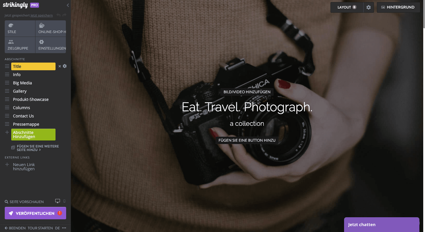 Seite zum Bearbeiten von Vorlagen Seite zum Bearbeiten von Vorlagen